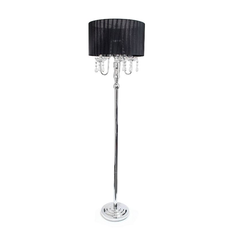 Trendy Romantic Sheer Shade Floor Lamp with Hanging Crystals  - Elegant Designs, 1 of 8