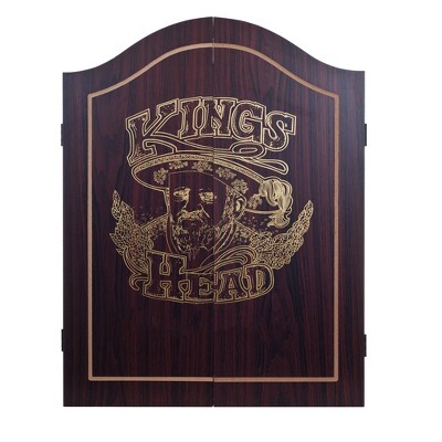 Toy Time King's Head Value Dartboard Cabinet Set - Dark Wood