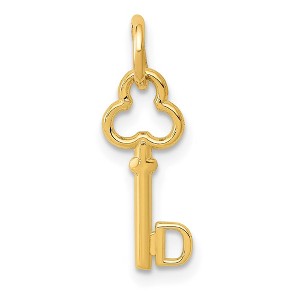 Black Bow Jewelry 14k Yellow Gold, Hannah Collection, Mini Initial D Shamrock Key Charm - 1 of 4