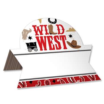 Big Dot of Happiness Western Hoedown - Wild West Cowboy Party Tent Buffet Card - Table Setting Name Place Cards - Set of 24