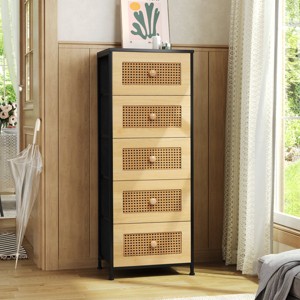 Crestlive Products Vertical Dresser for Bedroom Storage Tower With Steel Frame Wood Top Easy Pull Fabric Bins - 1 of 4