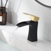 Sumerain Waterfall Deck Mount Bathroom Sink Faucet Single Hole SUS304 Stainless Steel, Black& Gold - 3 of 4