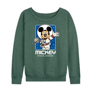 Women's - Disney - Retro Mickey Portrait Lightweight French Terry Wide Neck Long Sleeve Graphic Shirt - 1 of 4