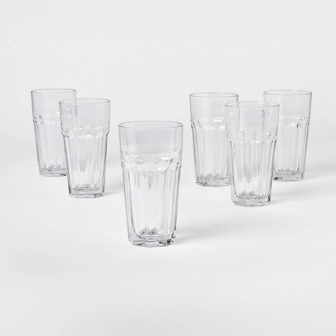 High Ball Glasses Set Of 6 Water Glassware Tumblers Cocktail Juice Plastic  22 Oz