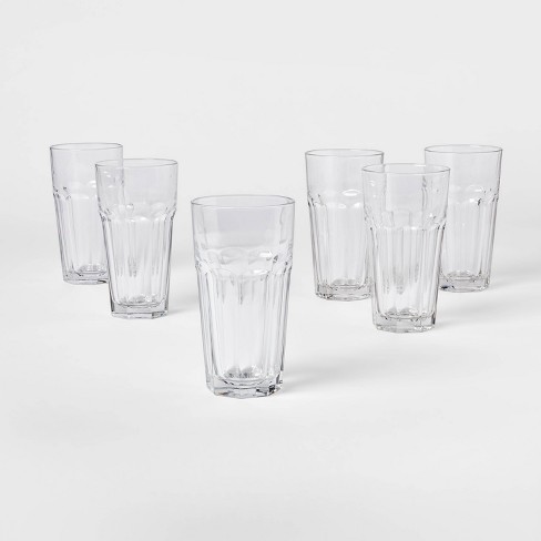 D) Highball Tumbler Drinking Glasses Set of 16 Tall and Short for Wat