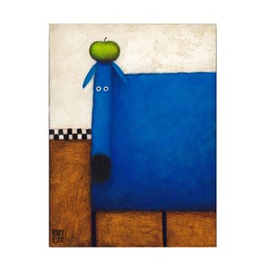 Trademark Fine Art -Daniel Patrick Kessler 'Blue Dog With Apple' Canvas Art - 1 of 4