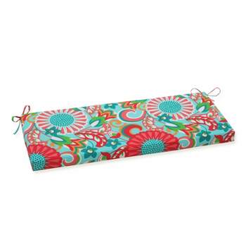 Sophia Outdoor Bench Cushion Turquoise/Coral - Pillow Perfect