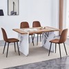 Infurnic Dining Sets Wood Veneer Dining Set with 4 Chairs Marble Style Legs Modern Minimalist Kitchen Table Collection, Dark Brown, 55"*31.5"*29.5" - 2 of 4
