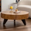 KWPZQEB 35.4" Round Coffee Table, Wood Coffee with 3 Solid Wood Legs, Farmhouse Circle Center Cocktail Table for Small Spaces, Apartment - 4 of 4