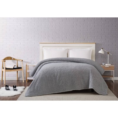 Twin XL Gray Marshmallow Sherpa Fleece Bed Blanket