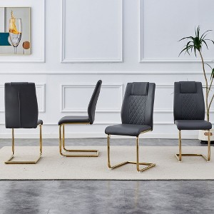 Okak Modern Comfortable Dining Chairs Set of 4, Faux Leather with Thickened Backrest & Anti-Scratch Metal Legs for Kitchen/Office/Bedroom - 1 of 4
