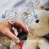 Nurse Earrings, Silver Stethoscope Studs with Crystal Birthstone, Graduation Gift for Nurses Doctors - 4 of 4