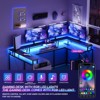 U Shaped Desk, 126 Inch Gaming Desk with Monitor Stand and LED Lights, Reversible Shaped Large Computer Desk with Power Outlets - 3 of 4