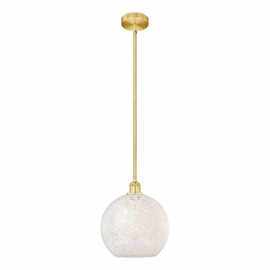 White Mouchette - 1 Light Stem Hung Pendant In Modern Style-13 Inches Tall and 12 Inches Wide - 1 of 1