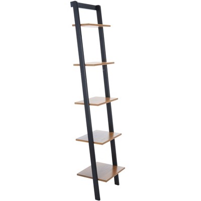 Allaire 5-Tier Natural/Charcoal Wood Ladder Etagere