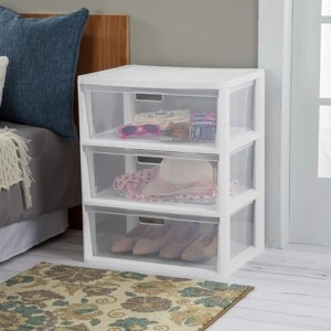 3 Drawer Tower, Versatile Storage with Clear Drawers Become Removable Bins, Easy to Assemble, White - 1 of 4