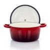 MegaChef 5 Quarts Round Enameled Cast Iron Casserole with Lid in Red - 3 of 4