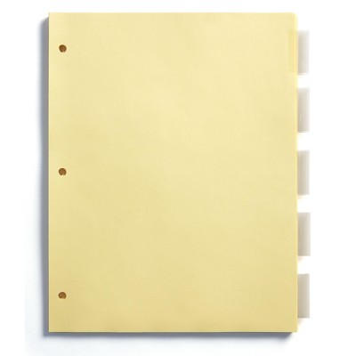 Staples Baseline Insertable Dividers 5-Tab 6 Sets/Pack BL58249