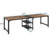 Resenkos Computer Desk, Office Desk, Study Desk,90.55" Two Person Desk, Double Computer Desk with Storage Shelves,Rustic & Black Brown - 3 of 4