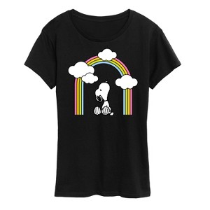 Women's - Peanuts - Snoopy Looking Up Rainbow Short Sleeve Graphic T-Shirt - 1 of 4