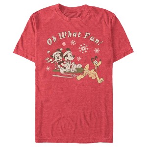 Men's Mickey & Friends Oh What Fun Sled T-Shirt - 1 of 4