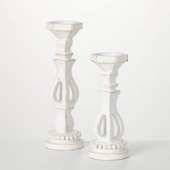 Set of 3 Classic Style Wooden Candle Holders - Olivia & May