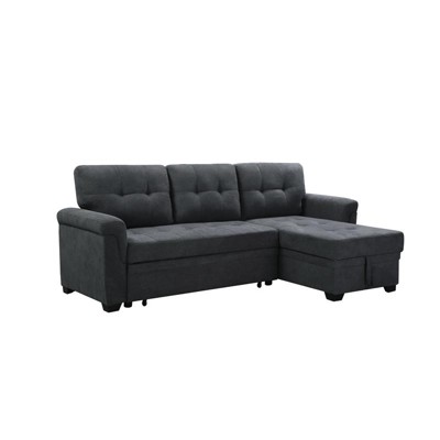 Reversible Sectional Sleeper Sofa Chaise with Storage in Gray - Lilola Home