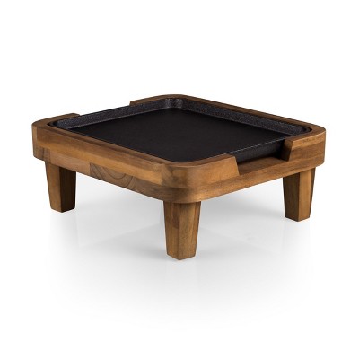 Fabio Viviani Heritage Collection Raccolta Acacia Serving Pedestal with Cast Iron Inlay Medium