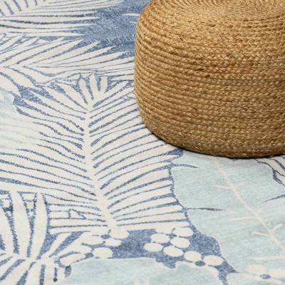 Hauteloom Thebarton Coastal Blue Palm Area Rug