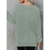 Coolmee Womens Waffle Knit Crewneck Sweatshirts Long Sleeve Side Slits Casual Pullover Sweatshirt Tops - 2 of 4
