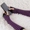 Allegra K Women's Stripe Print Knitted Fingerless Elbow Length Gloves Warmers One Size 1 Pair - 4 of 4