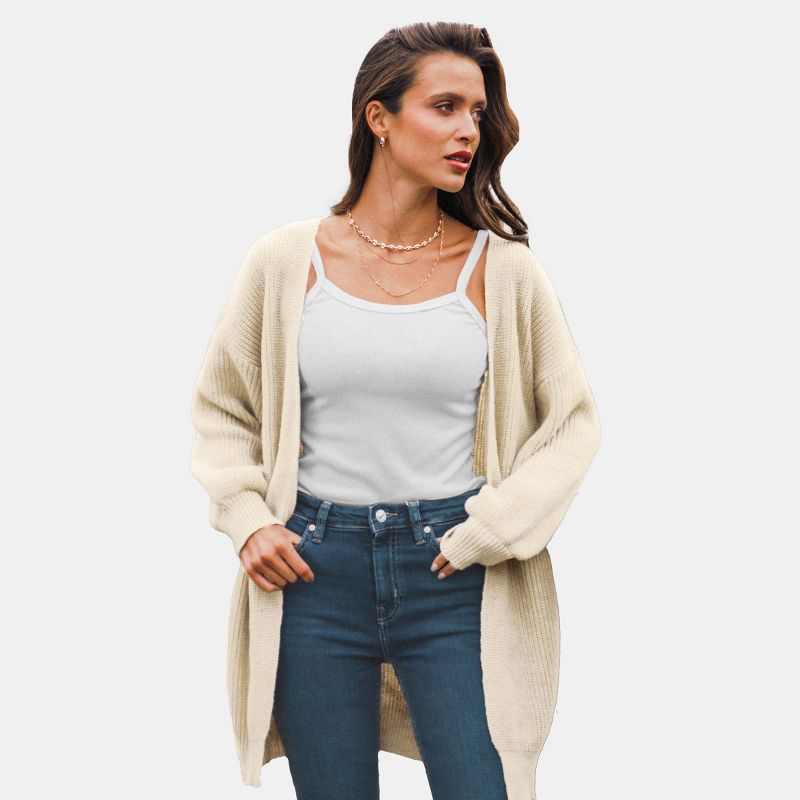 Women's Sand Purl Knit Open-Front Cardigan - Cupshe, 1 of 8