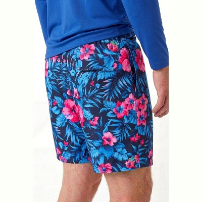 Мужские брюки KingSize 8" Swim Trunks With Super Stretch Liner - L, Blue Exotic Floral — фото 5