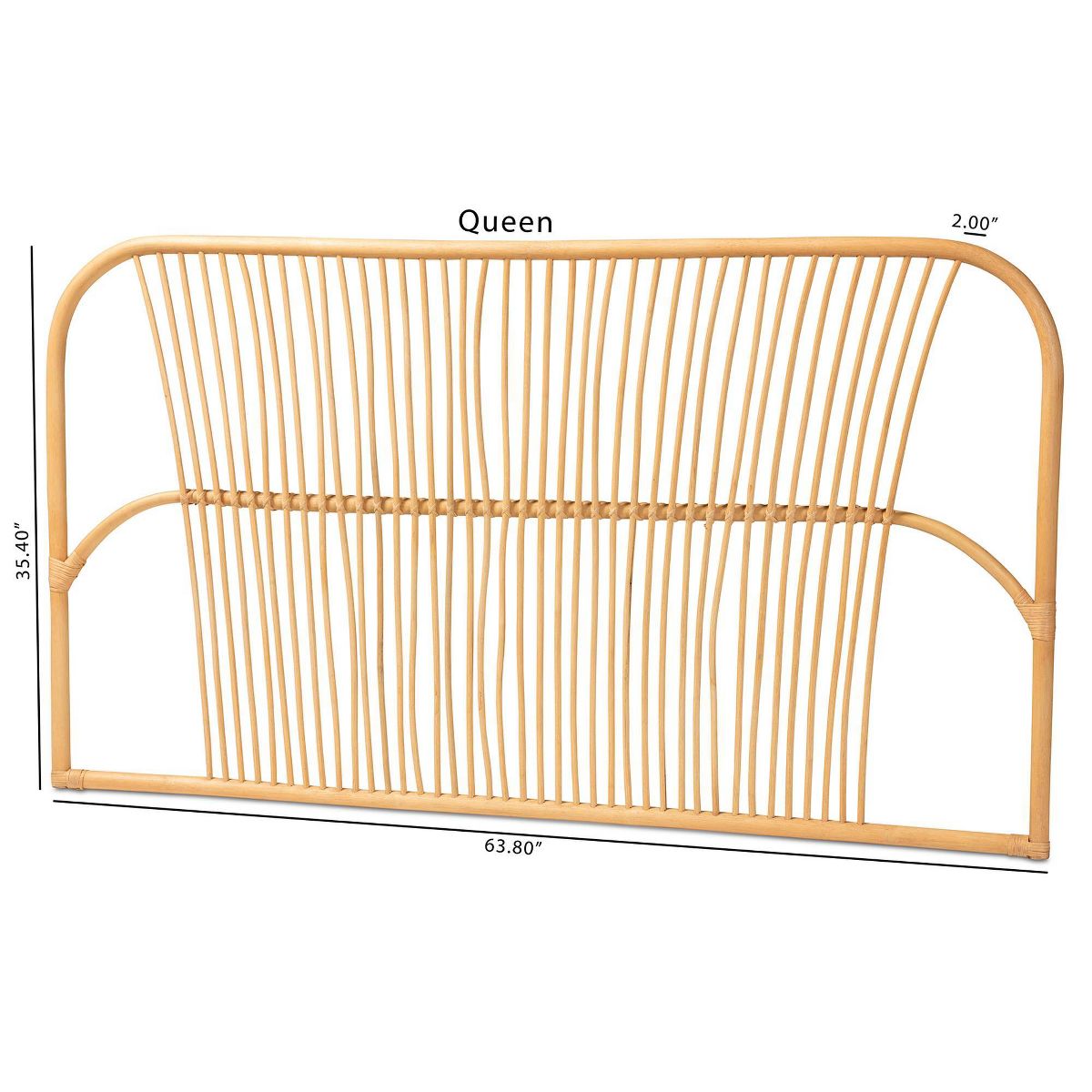 Queen Laina Rattan Wall Mount Headboard Natural/Brown - bali & pari - thumbnail 7