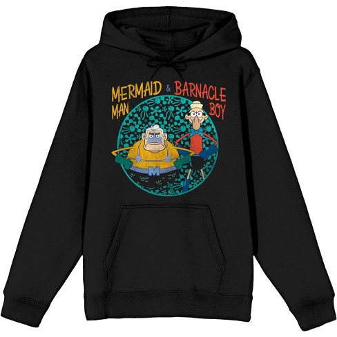 Spongebob Squarepants Mermaid Man and Barnacle Boy Men s Black Sweatshirt 3XL