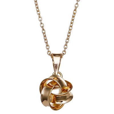 Polished Loveknot Chain Pendant in Gold Over Sterling Silver - Gold (18") - Treasure Lockets