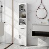 Aghana Digitals Farmhouse White Tall Bathroom Cabinet with Barn Door, Recessed Drawer & 3 Open - 2 of 4