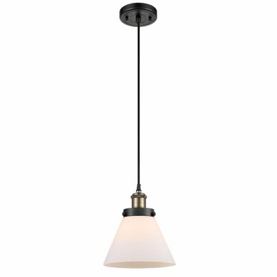 Cone - 1 Light Cord Hung Mini Pendant In Industrial Style-10 Inches Tall and 8 Inches Wide