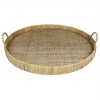 HomeRoots 24" Natural Round Bamboo Handmade Serving Tray With Handles - 4 of 4