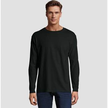 Hanes Men's T-Shirts, Men's BeefyT Henley Shirts, Men's Cotton Long Sleeve  Shirt