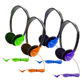 HamiltonBuhl® Personal On-Ear Stereo Headphone, Assorted Colors, Set of 4
