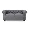 61.75'' Velvet Chesterfield Loveseat Sofa with Deep Button Tufted Diamond Stitch, Rolled Arms and Nailhead Accents - 2 of 4