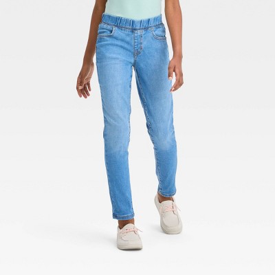 Girls' Mid-Rise Wide Leg Crop Jeans - Cat & Jack™ Light Wash 7