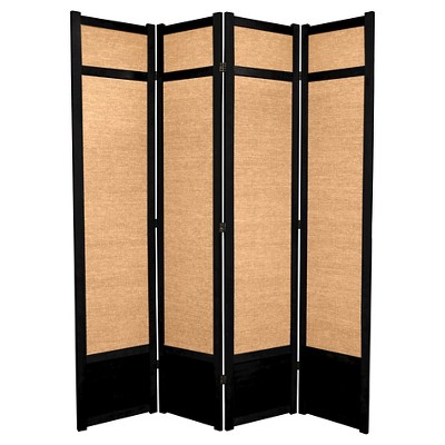 7 ft. Tall Jute Shoji Screen - Black (4 Panels)