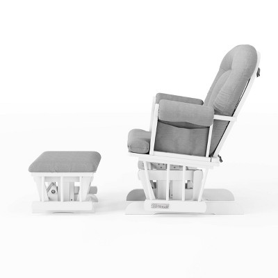 Matte White and Light Gray Glider with Ottoman Set