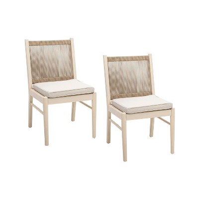 NicBex Outdoor Dining Chairs Set of 2 Acacia Wood Frame Side Chairs with Soft Cushion Patio Furniture Waterproof,Natural