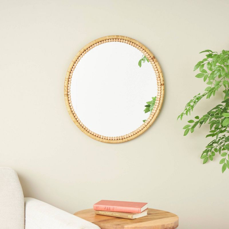 24&#34;x24&#34; Wood Wrapped Wall Mirror with Beaded Frame Brown - Olivia &#38; May, 3 of 10
