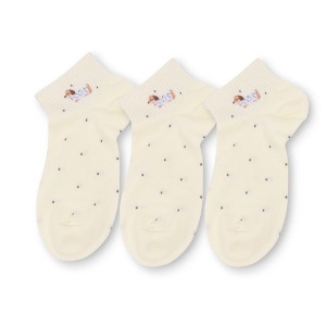 Anna-Kaci 3-Pack Women's Cotton Ankle Socks with Embroidered Dog and Dotted Knit Pattern - 1 of 4
