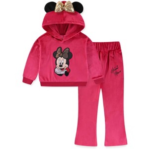 Disney Minnie Mouse Girls 2 Piece Velour Hoodie with Ears and Pants Set for Toddlers and Big Kids - 1 of 4