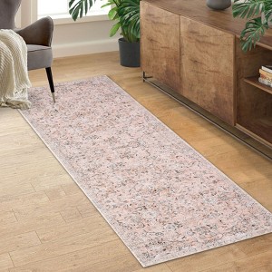 Washable Area Rugs Floral Living Room Bedroom Carpet Non-Slip Low Pile Vintage Soft Thin Throw Rug - 1 of 4
